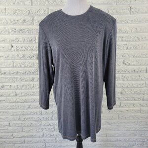Chez California Womens Top 14W Plus Tunic Long Sleeve Gray Casual STR84E